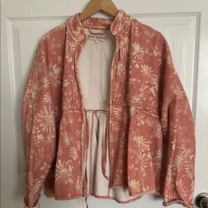 Free People Coral Floral Utility Jacket